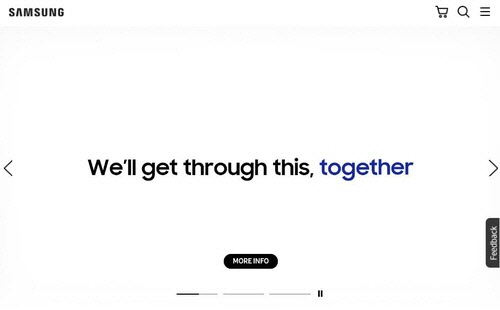 삼성전자, 전 세계에 코로나19 극복 메시지. [삼성전자 홈페이지 캡처]